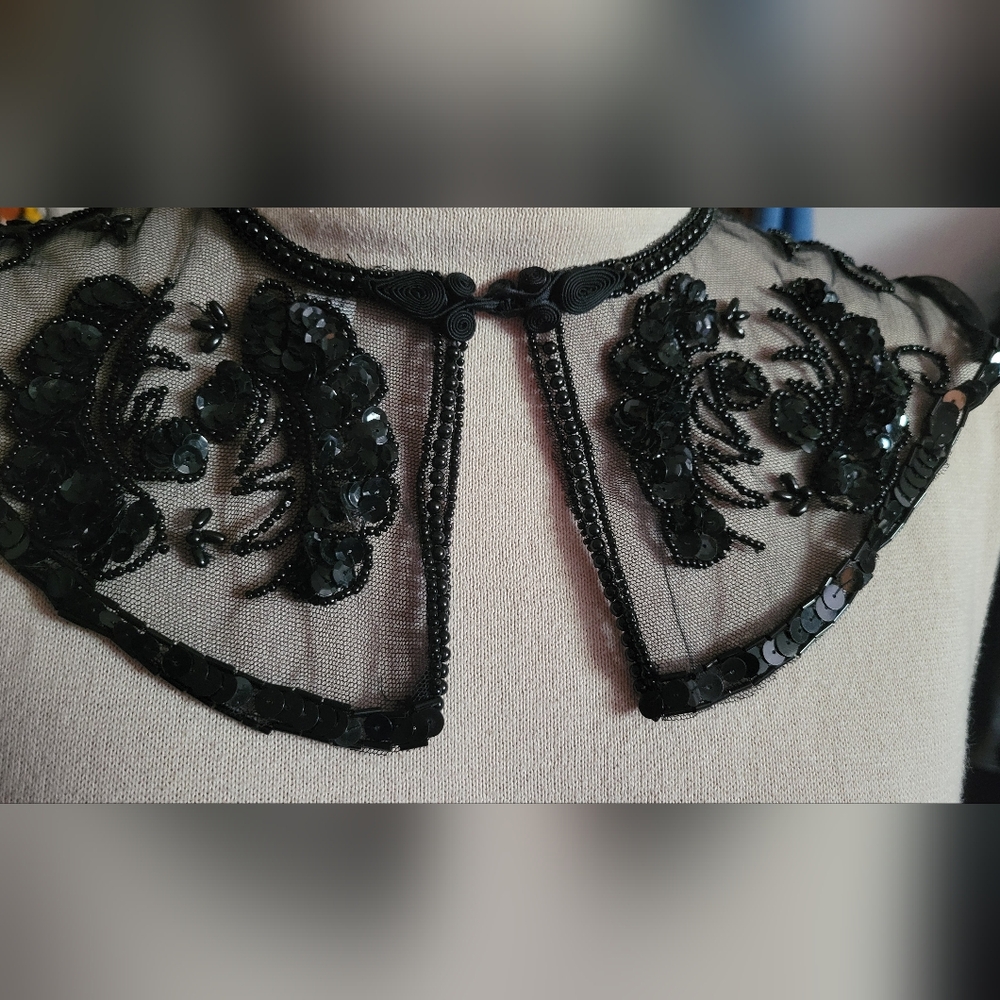 Vintage Black Beaded Necklace/Collar
